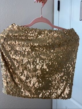 Gold Sequin Mini Skirt